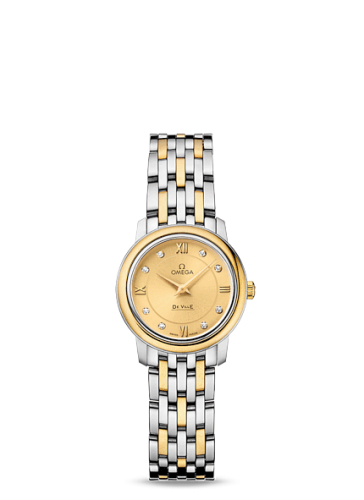 Omega De Ville Prestige Quartz Ladies 24.5 Stainless Steel / Yellow Gold / Champagne / Bracelet